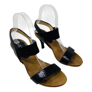 Anyi Lu Heel Sandals Size 37.5 Size 7 Black Croc Pumps Comfort Shoes Dance